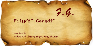 Filyó Gergő névjegykártya